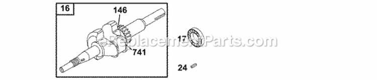 Crankshaft Diagram and Parts List for 136217-1018-E1  Briggs and Stratton Engine